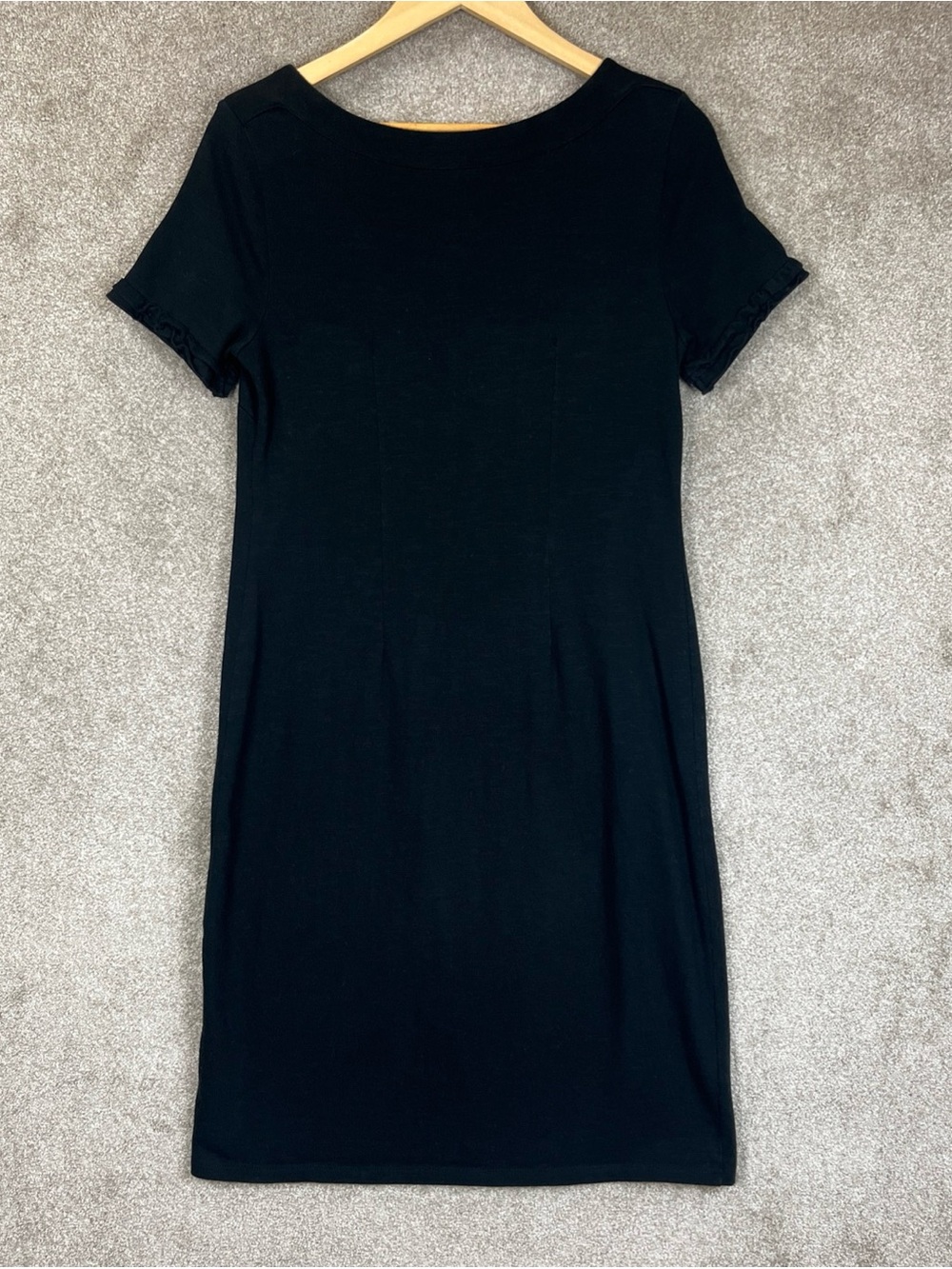 Talbots Dress Womens Small Black Cotton Short Sleeve Stretch Knee Length- 4743 - Picture 8 of 9